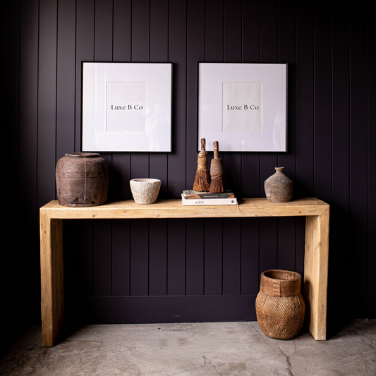 Los Almos Reclaimed Elm Wood Console Table | By Luxe B Co.