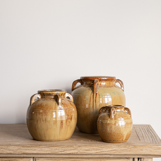 Chevalier Glazed Vase With Handles - Luxe B Co