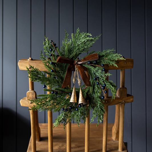 Navy Plum Berry Norfolk Cypress Real Touch Wreath - 14" - Luxe B Co