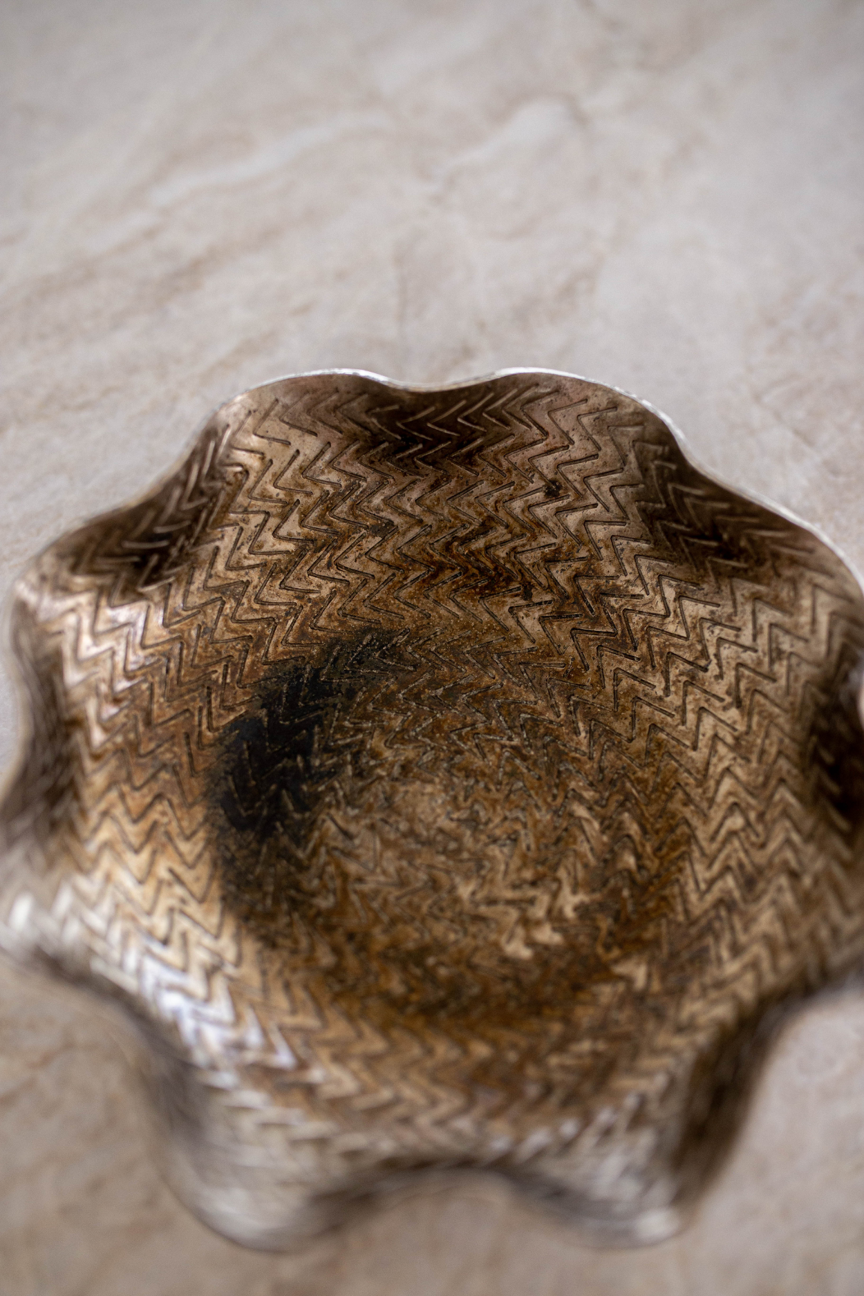 Antique Aluminium Textured Decorative Tray | By Luxe B Co.