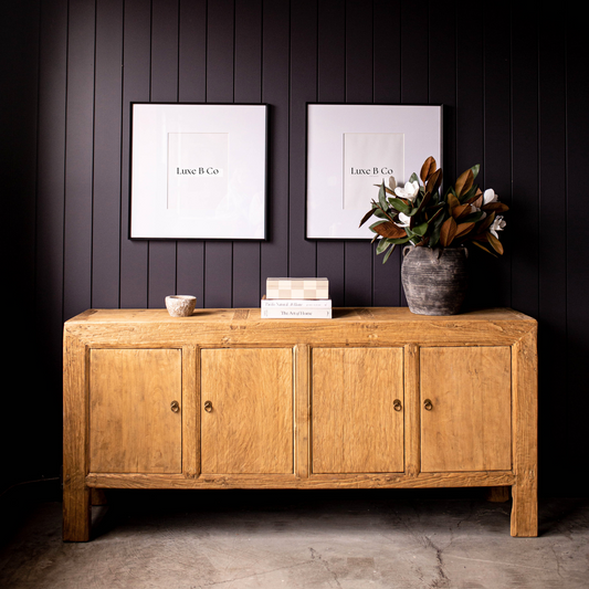 Paso Robles Reclaimed Elm Wood Entertainment Console | By Luxe B Co.