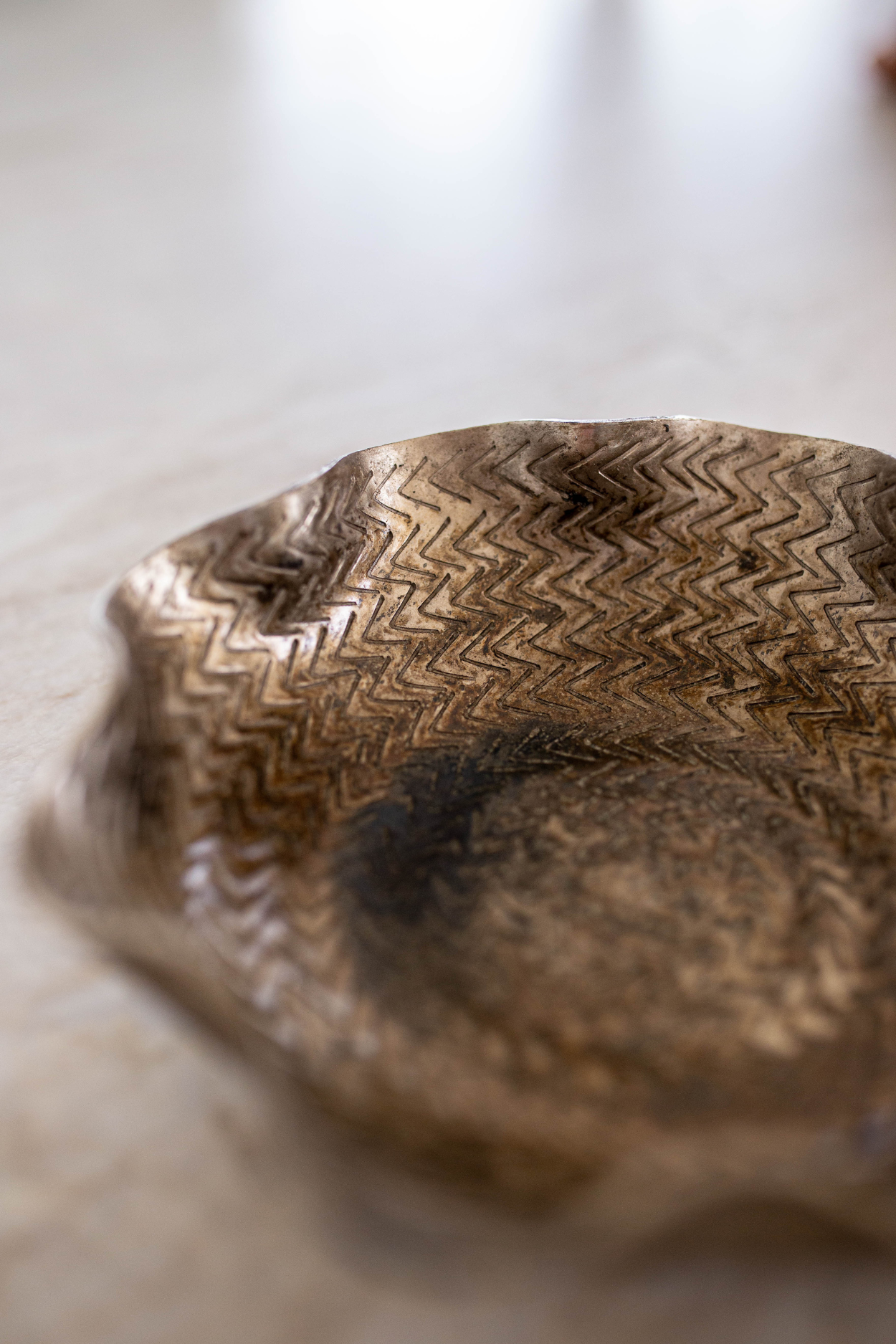 Antique Aluminium Textured Decorative Tray | By Luxe B Co.