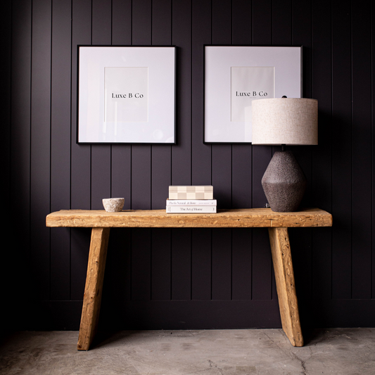 Alter Elm Wood Console Table Moyen | By Luxe B Co.