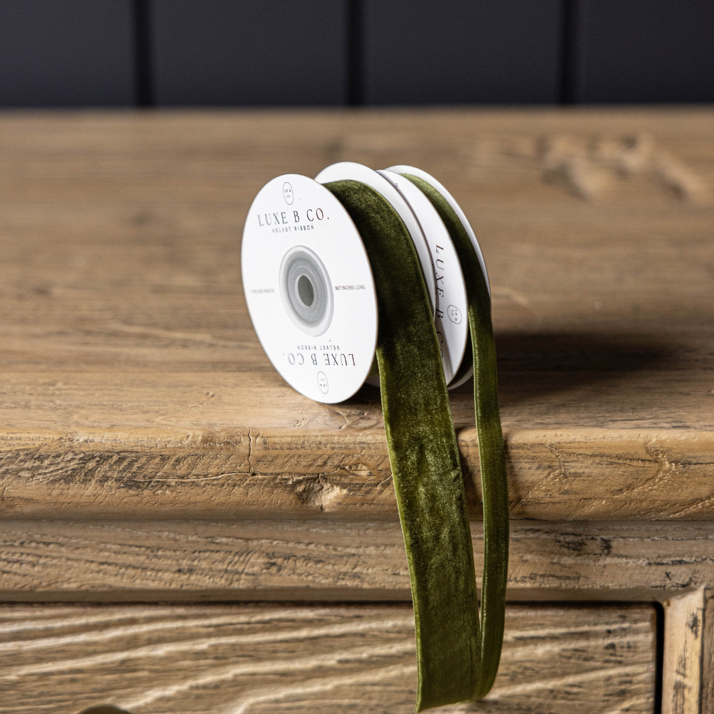 Sage Velvet Ribbon Holiday Decor | By Luxe B Co