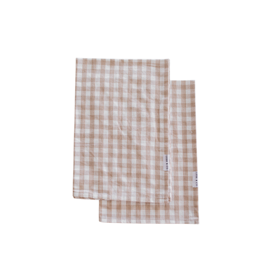 Beige Gingham Kitchen Dish Towel - Luxe B Co