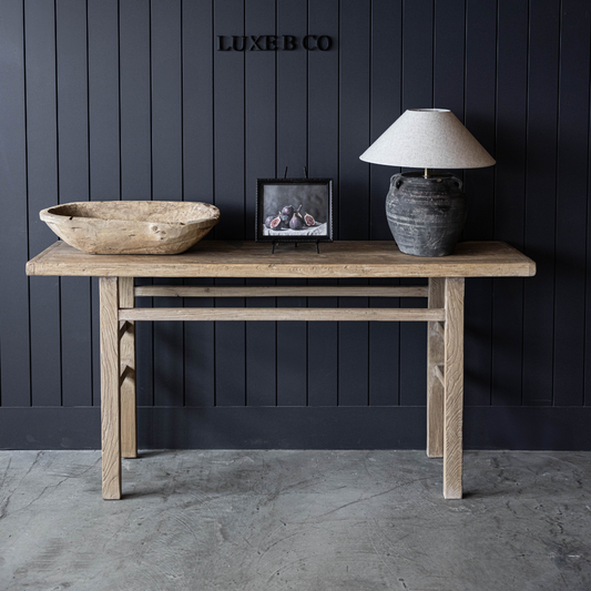 Alameda Reclaimed Elm Wood Console Table Grand | By Luxe B Co.