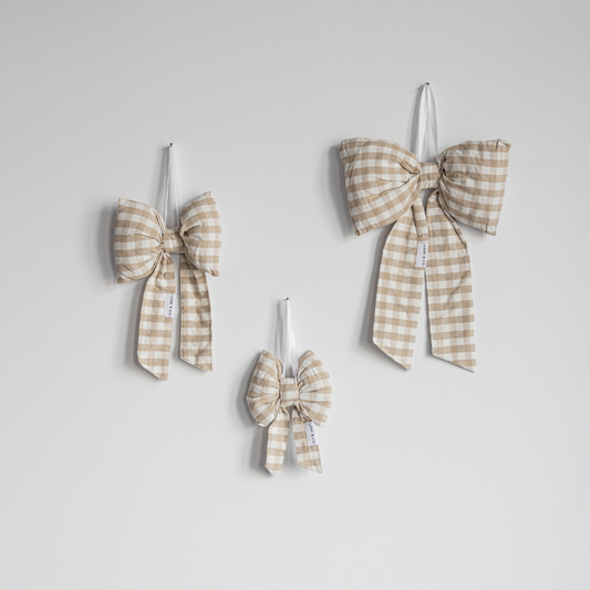Beige Gingham Bows | By Luxe B Co.