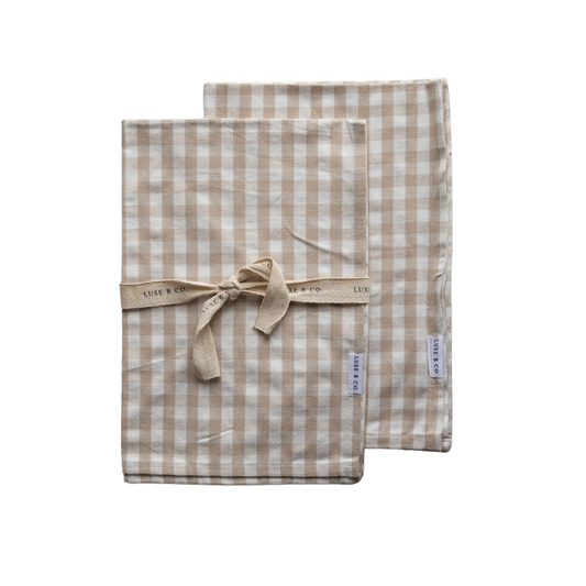 Beige Gingham Kitchen Dish Towel | By Luxe B Co.