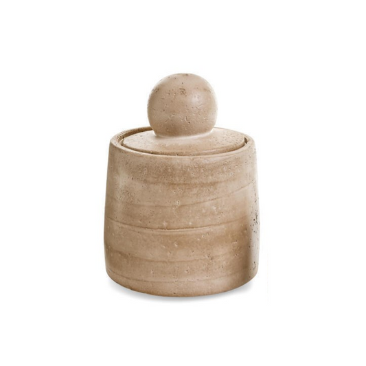 Beige Travertine Cement Canister | By Luxe B Co.