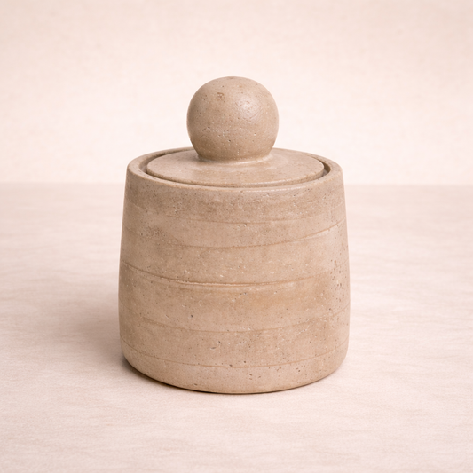 Beige Travertine Cement Canister | By Luxe B Co.