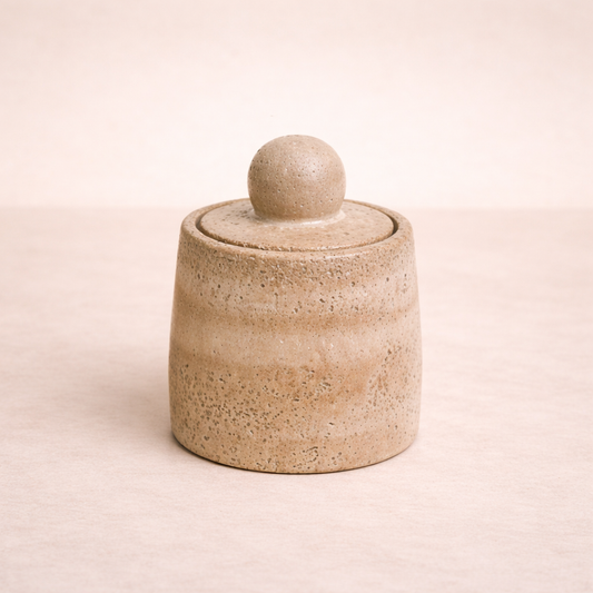 Beige Travertine Cement Canister | By Luxe B Co.