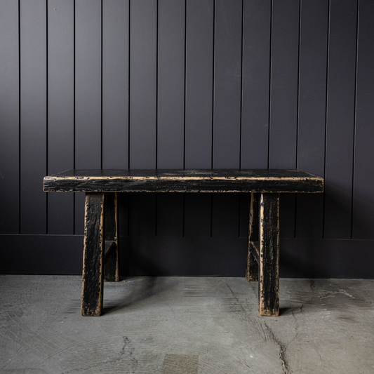 Beirut Black Wash Elm Wood Bench Petit | By Luxe B Co.