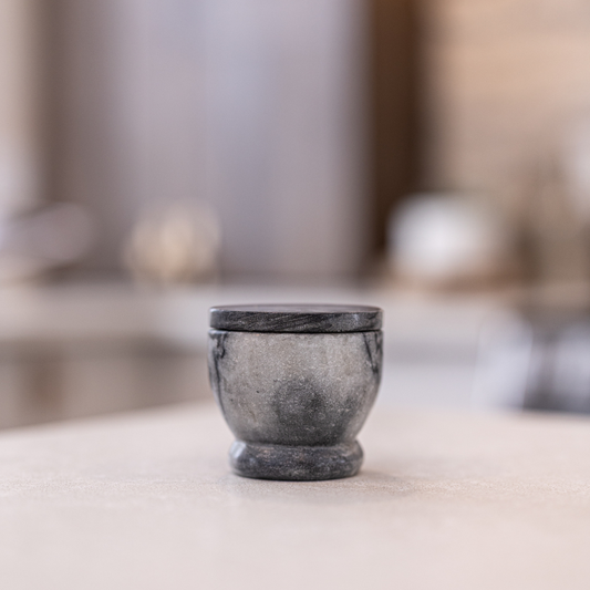 Black Marble Lidded Salt Cellar By Luxe B Co.