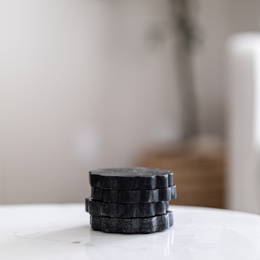 Black Marble Scalloped Coasters By Luxe B Co.