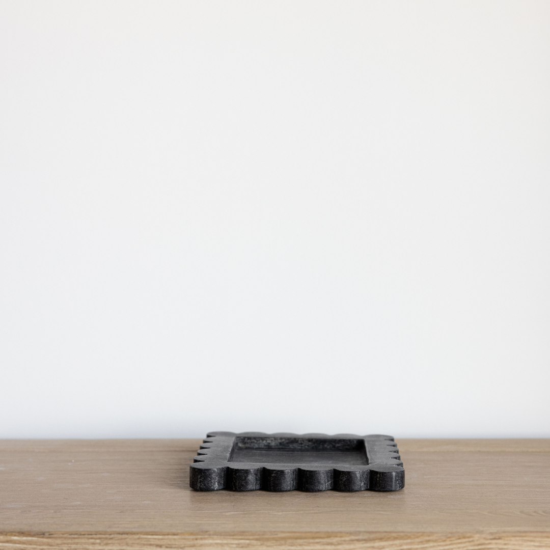 Black Marble Scalloped Tray | By Luxe B Co.