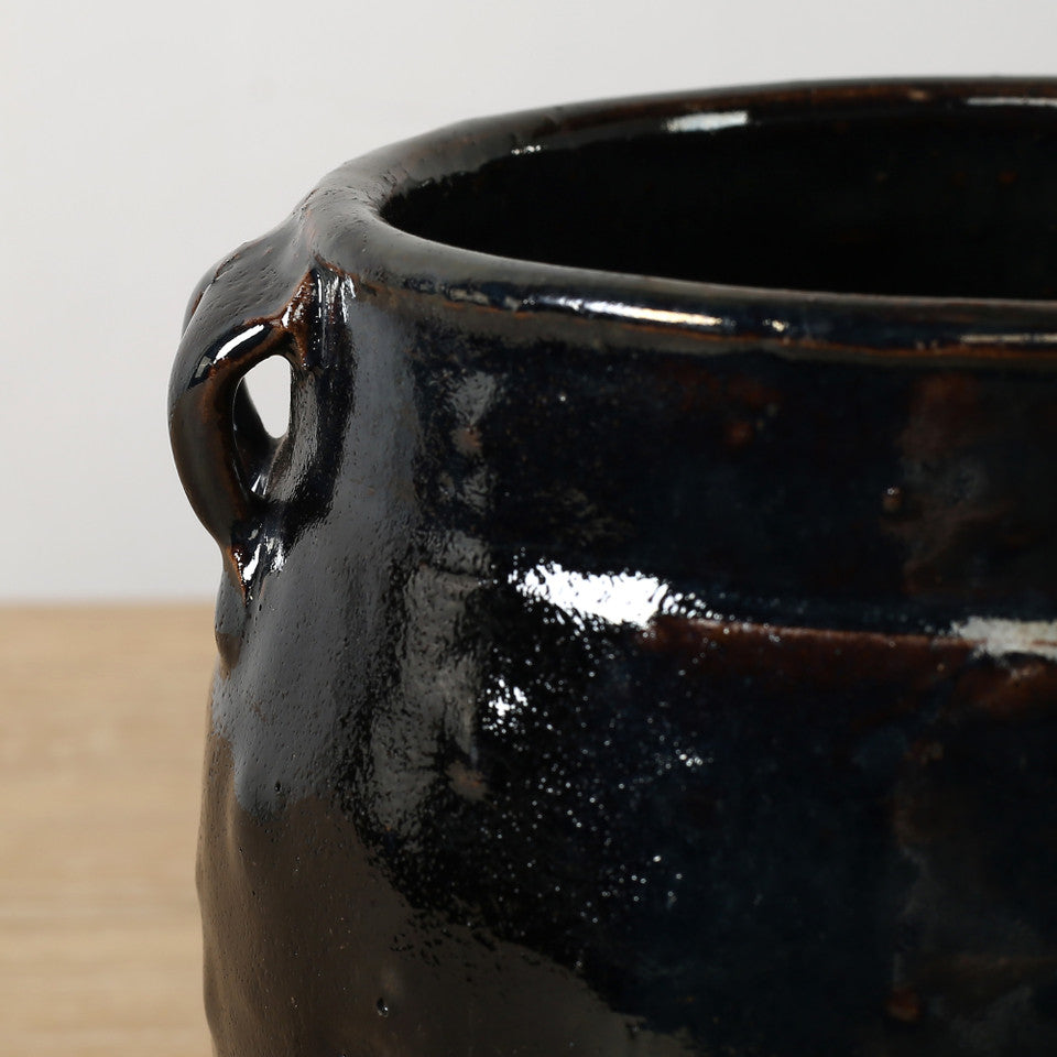 Black Vintage Jar With Handles | By Luxe B Co.