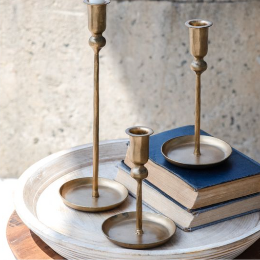Bronzed Iron Plate Candle Holder Set | By Luxe B Co.