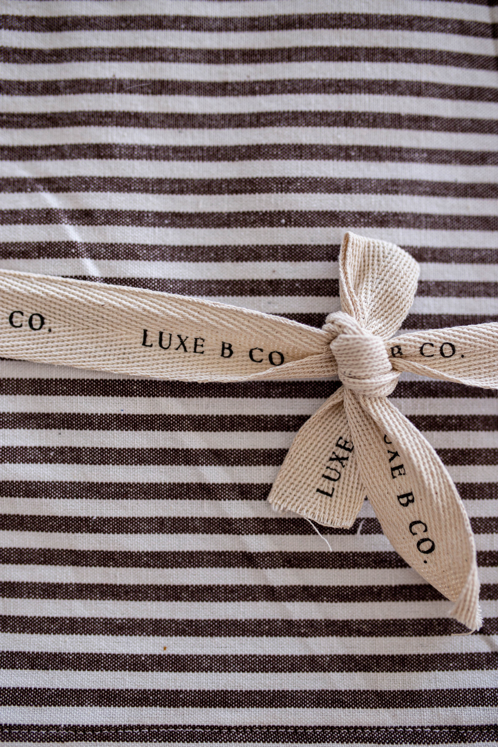Brown & White Stripes Ruffle Kitchen Dish Towel | By Luxe B Co