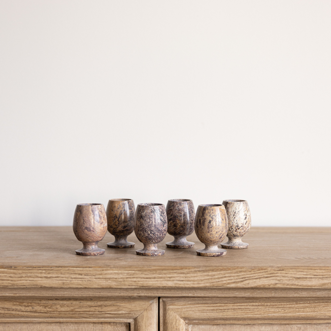 Brown Soapstone Shot Glasses Set of 6 | By Luxe B Co.