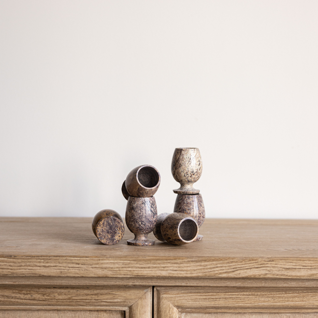 Brown Soapstone Shot Glasses Set of 6 | By Luxe B Co.