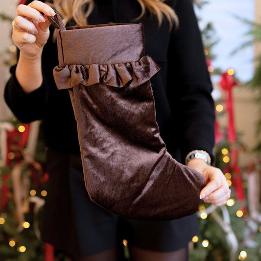 Brown Velvet Holiday Stocking By Luxe B Co.
