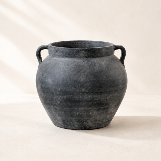 Charcoal Two Handle Vase By Luxe B Co.