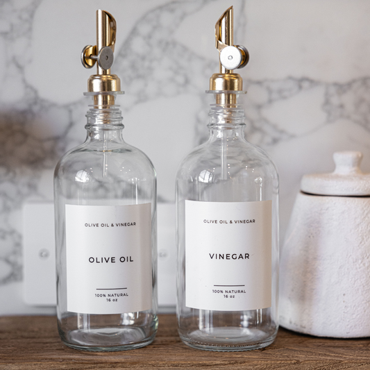 Clear Glass Olive Oil & Vinegar Bottles | By Luxe B Co
