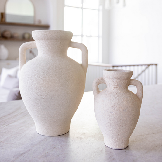 Lesbos Cream Urn Vase With Handles Large | By Luxe B Co.