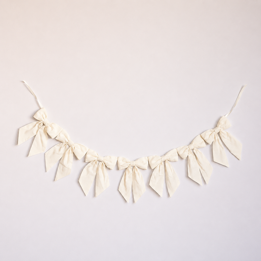 Cream Cotton Fabric Bow Garland By Luxe B Co.