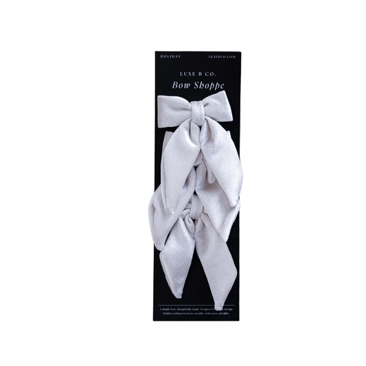 Cream Velvet Mini Fabric Bows with Clips Set By Luxe B Co.