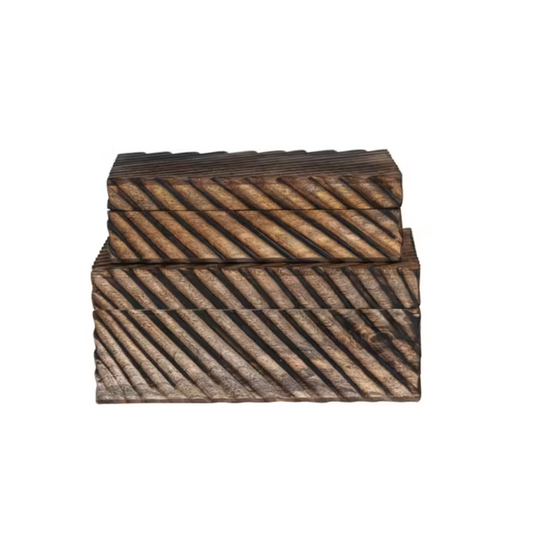 Decorative Carved Mango Wood Box | By Luxe B Co.