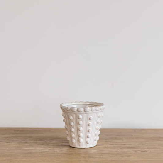 Dotted White Planter | By Luxe B Co.