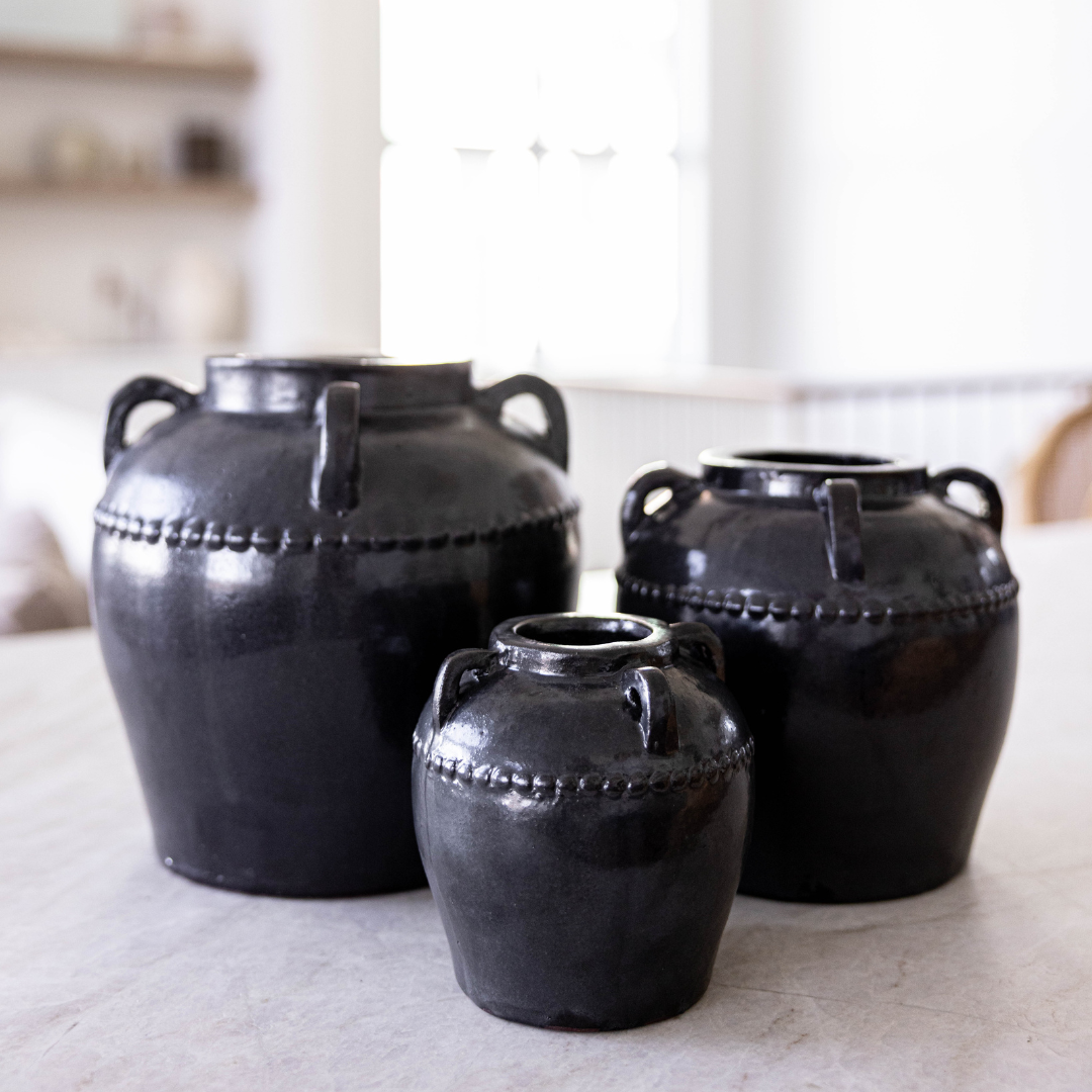 Dumont Grey Glazed Vase With Handles | By Luxe B Co.