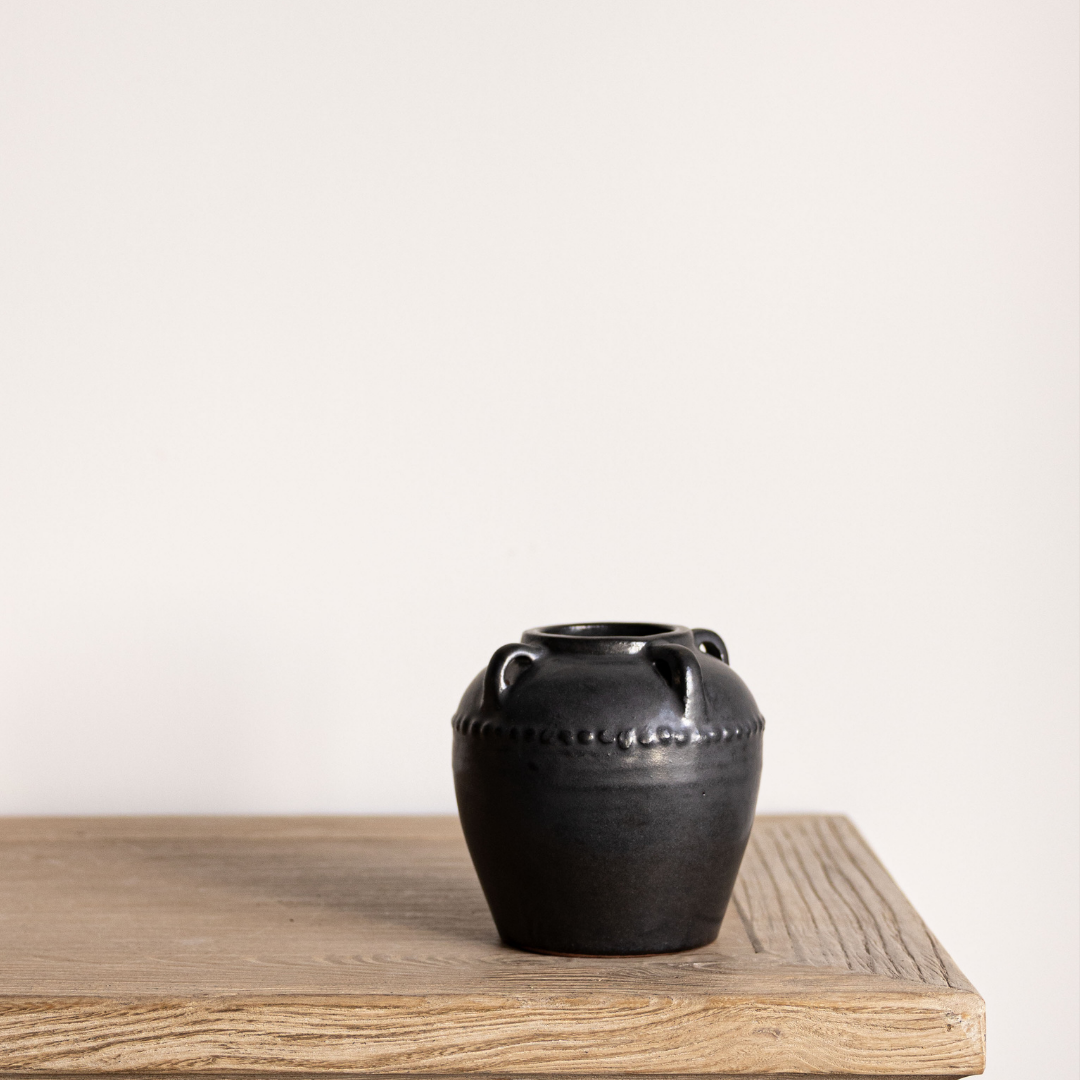 Dumont Grey Glazed Vase With Handles | By Luxe B Co.