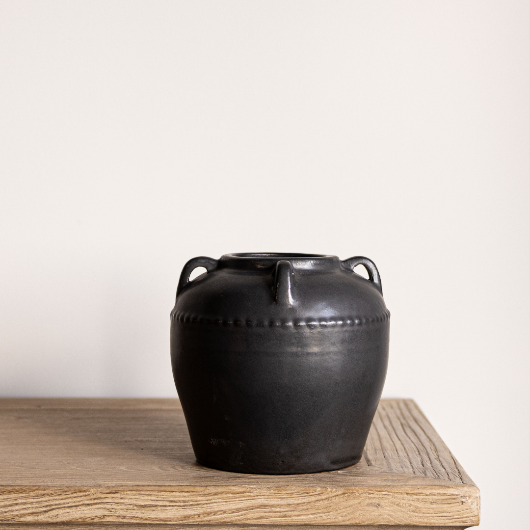 Dumont Grey Glazed Vase With Handles | By Luxe B Co.