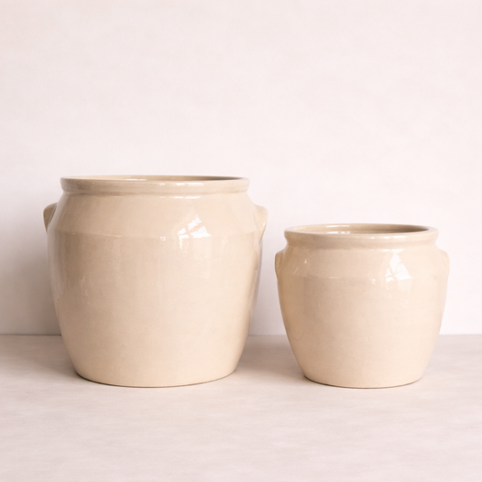 French Replica Cream Glazed Confit Crock Pot