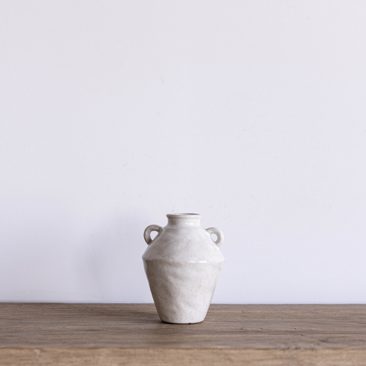 Geometric Cream Handled Vase By Luxe B Co.