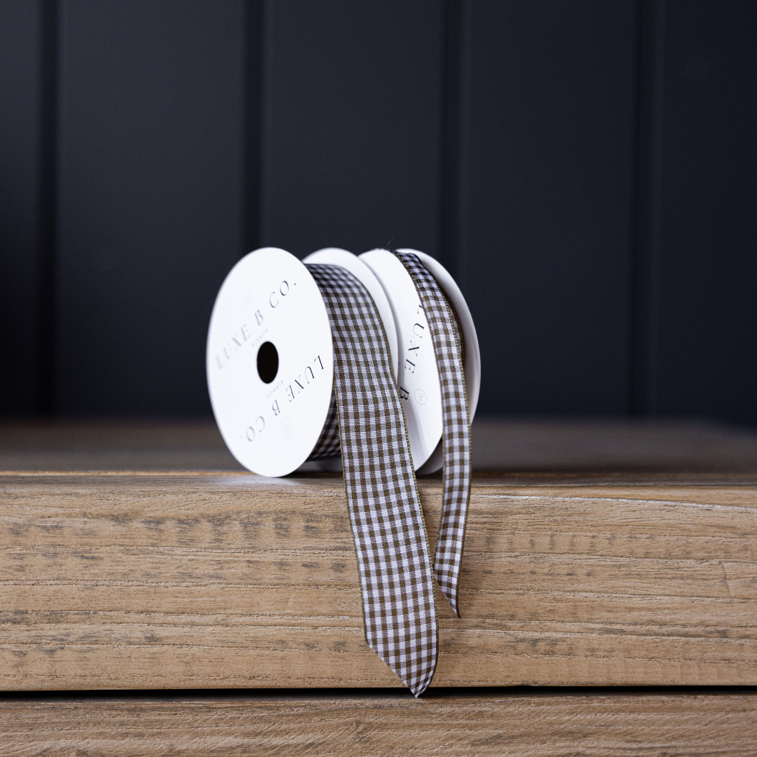 Gingham Olive Ribbon Holiday Decor | By Luxe B Co.