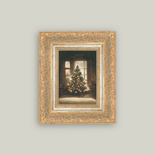 Glowing Christmas Tree Framed Antique Inspired Art | By Luxe B Co