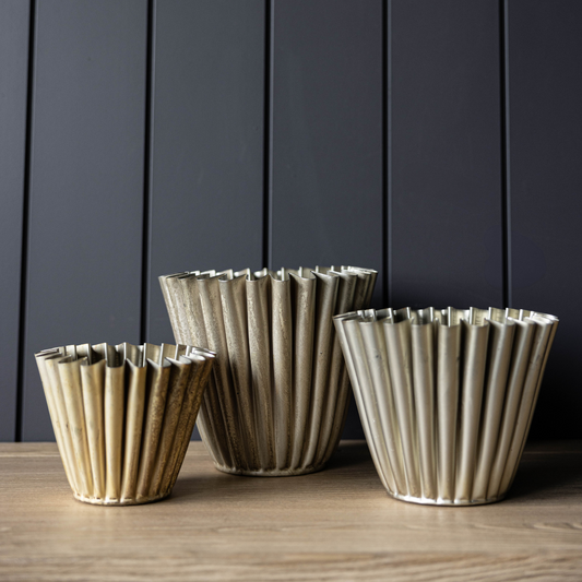Gold Iron Fluted Planters | By Luxe B Co.