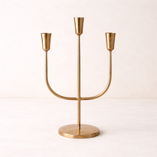 Gold 3 Arm Candelabra Small By Luxe B Co.