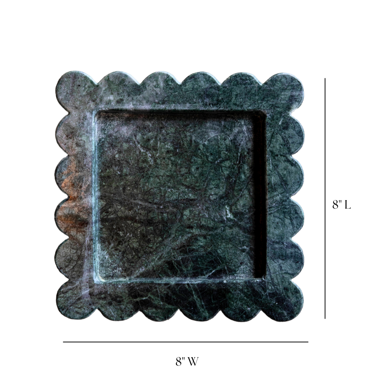 Green Marble Scalloped Tray | By Luxe B Co.