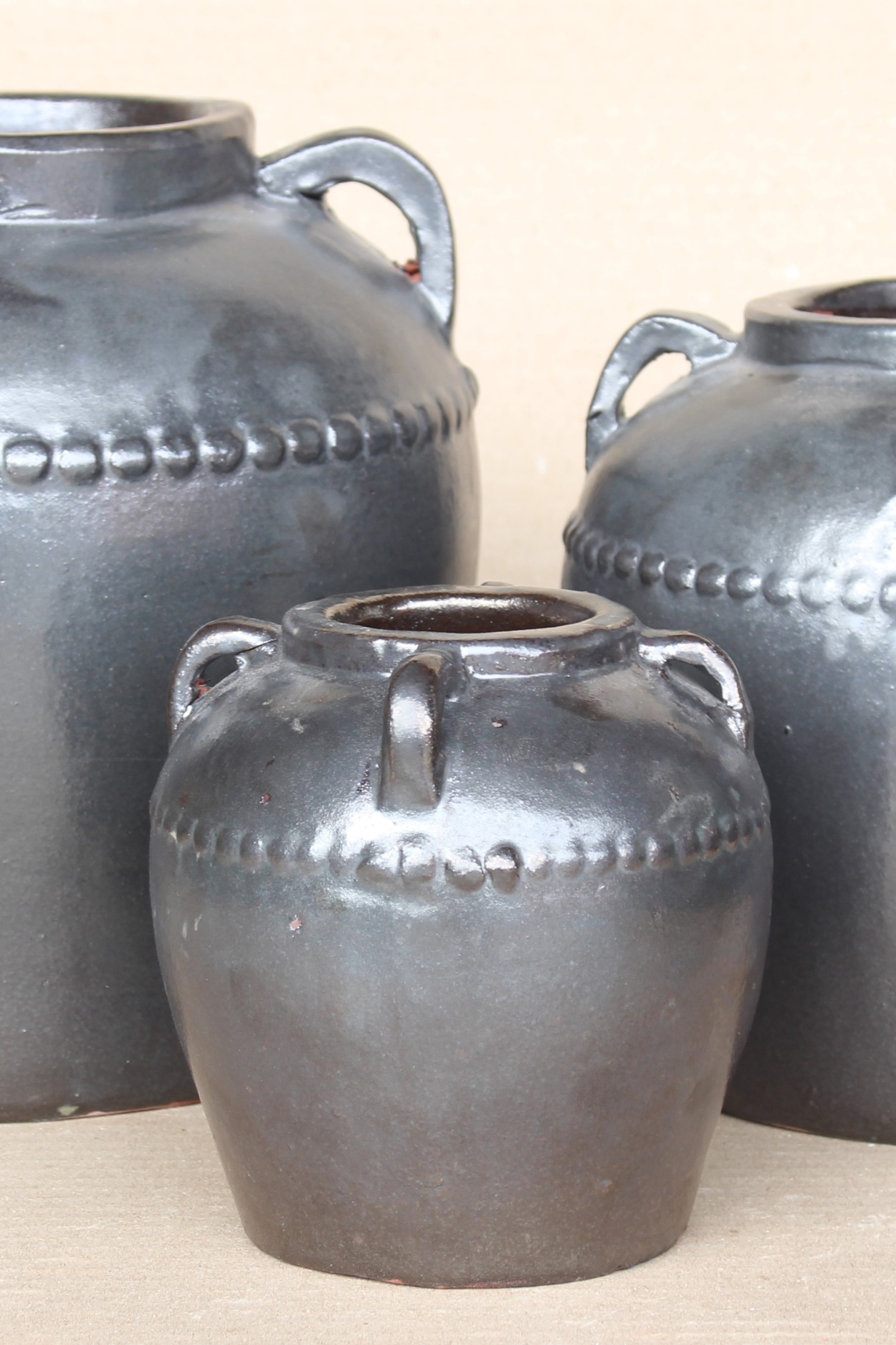 Dumont Grey Glazed Vase With Handles Small | By Luxe B Co.