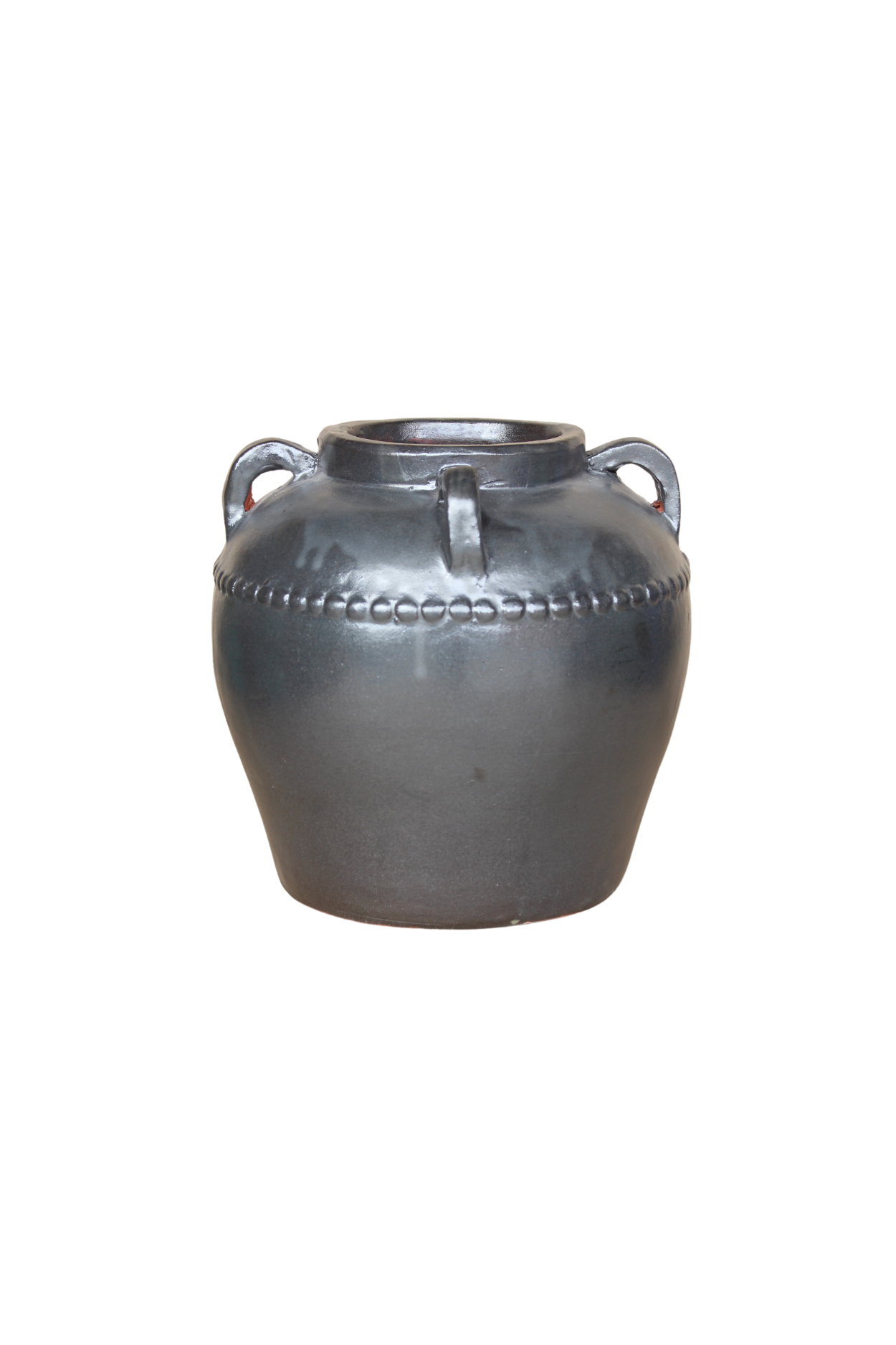 Dumont Grey Glazed Vase With Handles Small | By Luxe B Co.