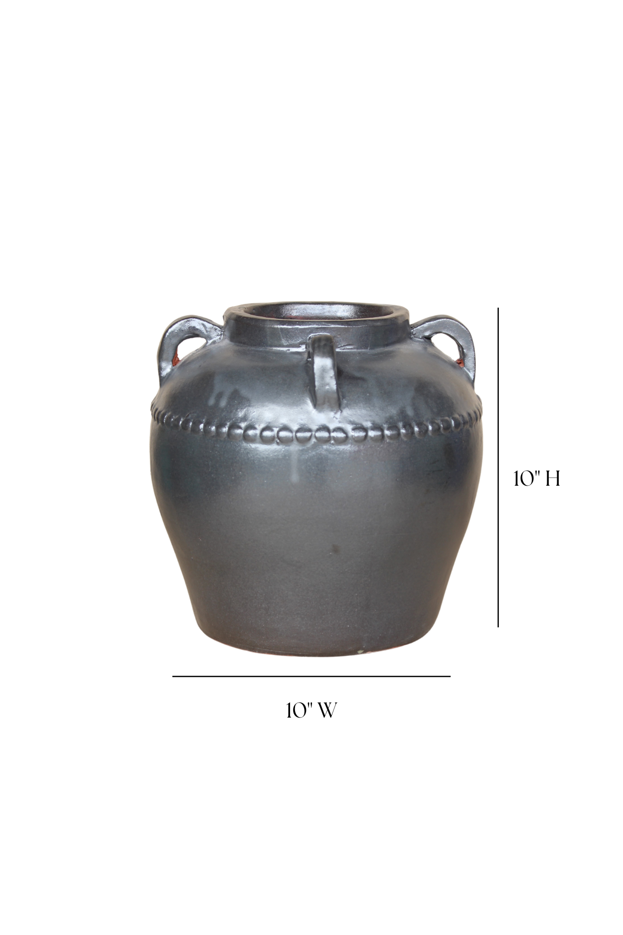 Dumont Grey Glazed Vase With Handles Small | By Luxe B Co.