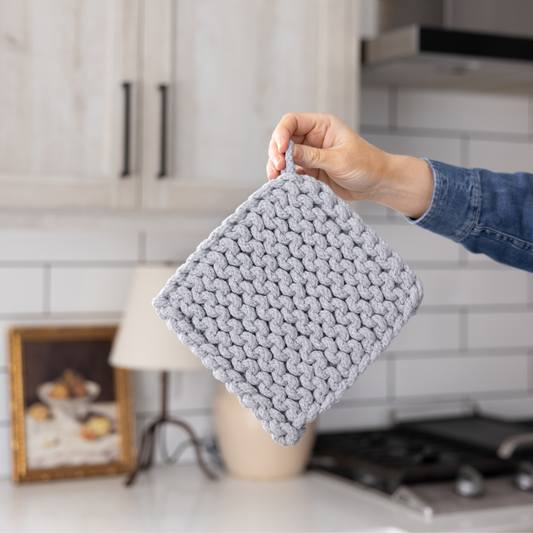 Grey Knitted Pot Holder By Luxe B Co.