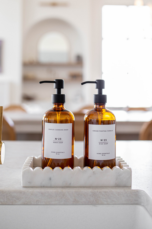Hand Soap & Dish Soap Glass Amber Bottles | Luxe B Co.
