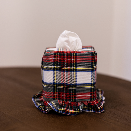 Holiday Plaid Cotton Tissue Box Cover By Luxe B Co.