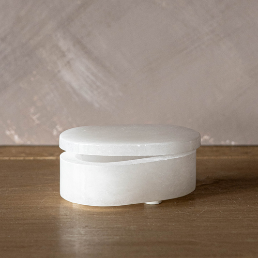 Oval Alabaster Lidded Dish - Luxe B Co