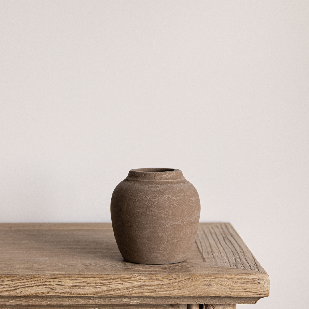 Hugo Grey Wash Round Vase | By Luxe B Co.